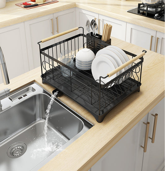Stainless steel dish drying rack for kitchen sink