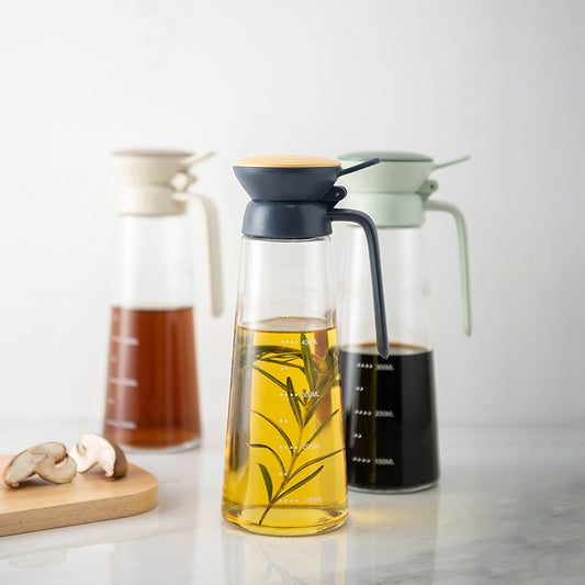 Glass oil and vinegar dispenser bottle set for kitchen